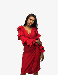 Frill Sleeve Wrap Dress CP Woman It's Made To Order Custom Made African Fashion IMO