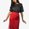 CP Woman Red Asymmetric Fringe Skirt Cinnamon and Pearl Woman