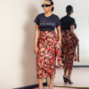 Bow Detail Midi Skirt in Ankara print by TITI BELO for It's Made To Order