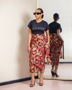 Bow Detail Midi Skirt in Ankara print by TITI BELO for It's Made To Order