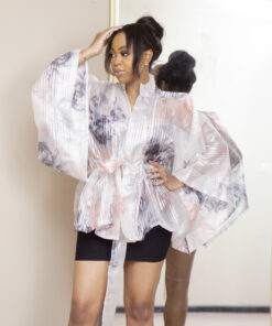 Titi Belo Organza Kimono in floral print for It's Made To Order African custom-made fashion and print fashion styles