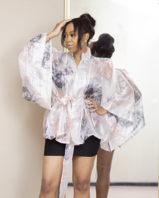 Titi Belo Organza Kimono in floral print for It's Made To Order African custom-made fashion and print fashion styles