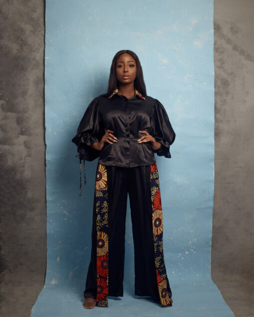 NUTI SIlk Blouse and NUNA Silk Pantsby MOD Ghana for It's Made To Order