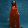 The MARI chiffon jumpsuit is a belted wide leg jumpsuit in ankara print chiffon by MOD Ghana for It's Made To Order