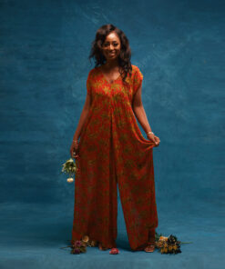 The MARI chiffon jumpsuit is a belted wide leg jumpsuit in ankara print chiffon by MOD Ghana for It's Made To Order