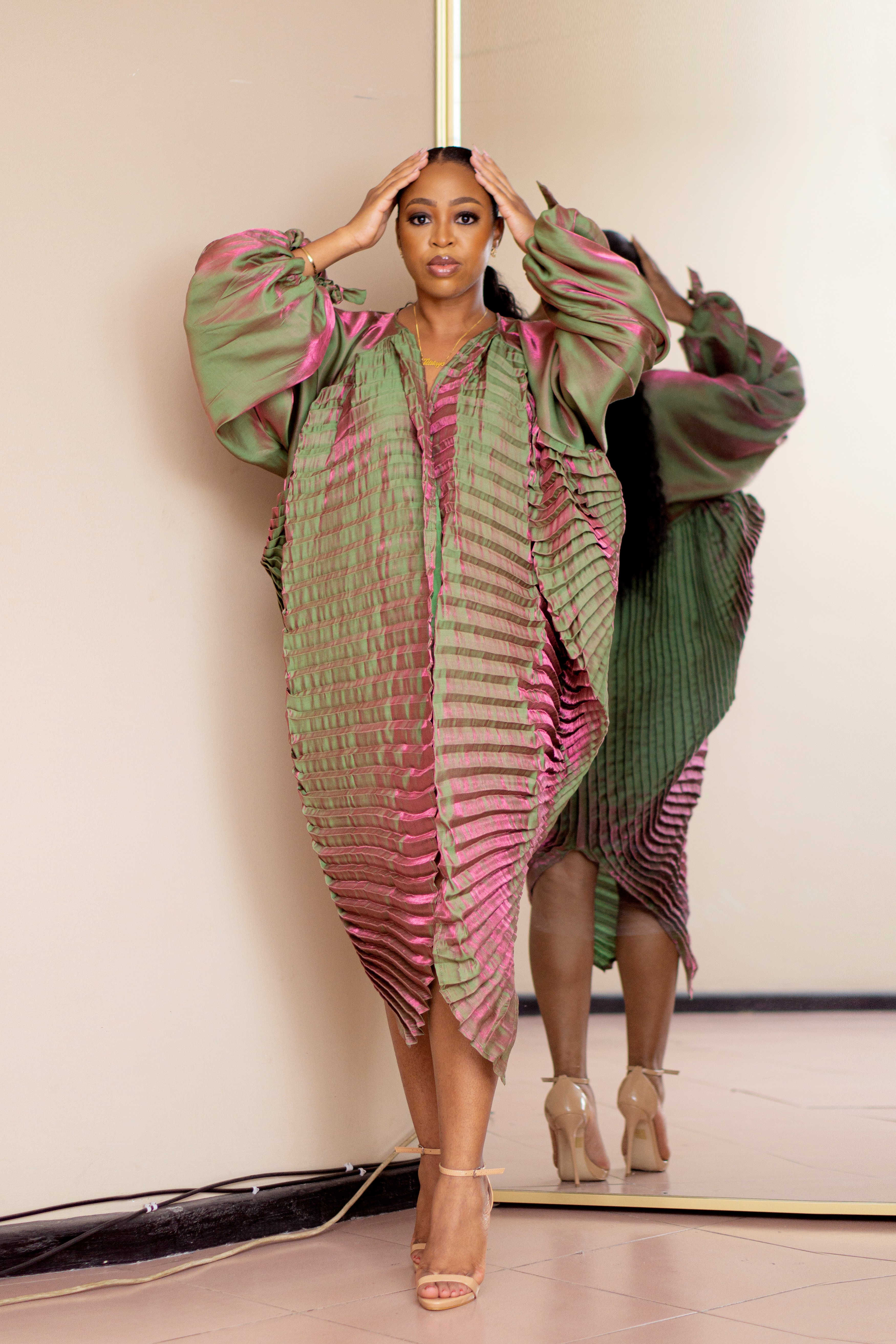 Metallic Kimono Pleated Jacket for It's Made To Order African Fashion Style by Titi Belo